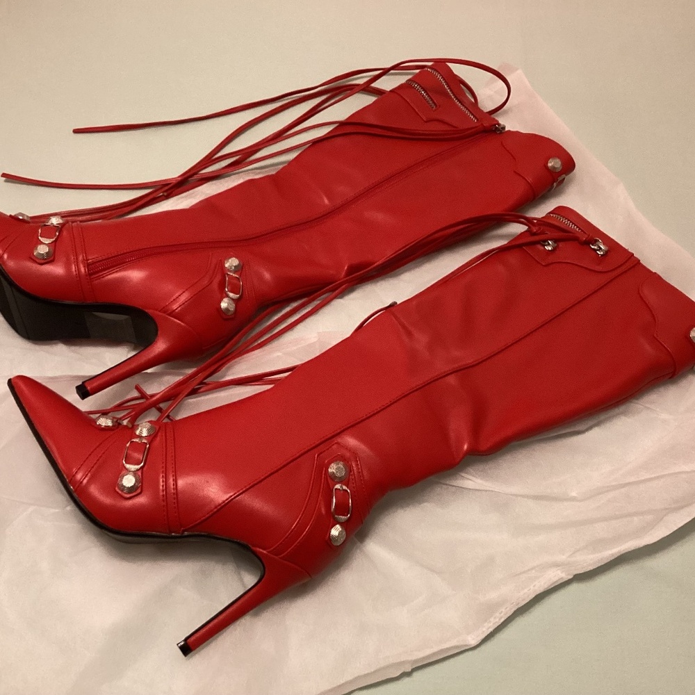 Azalea Wang red tall boots, NEW